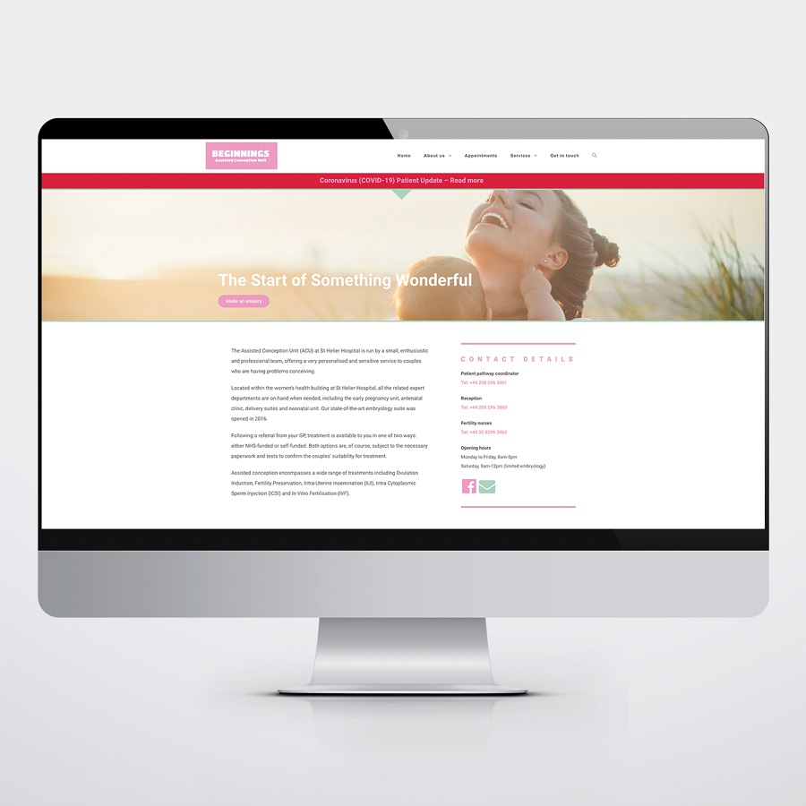 IVF clinic website on desktop