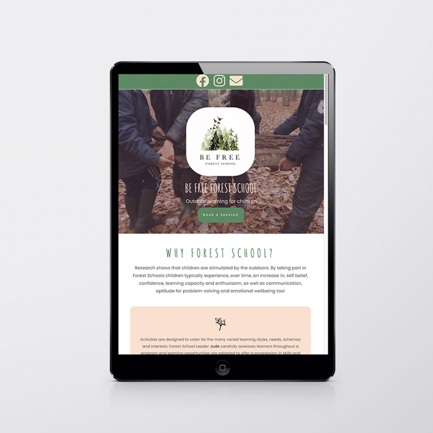 Forest School website on tablet